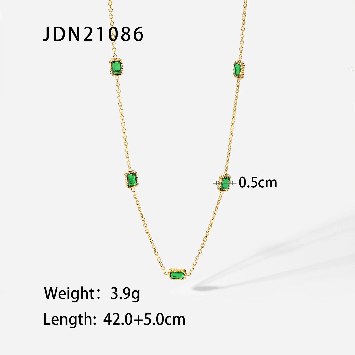 14K Gold Plated Green Cubic Zirconia Rectangle Choker Necklace