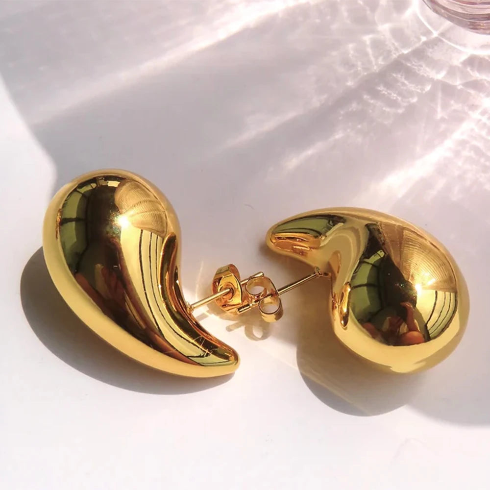 Golden Waterdrop Hoop Earrings