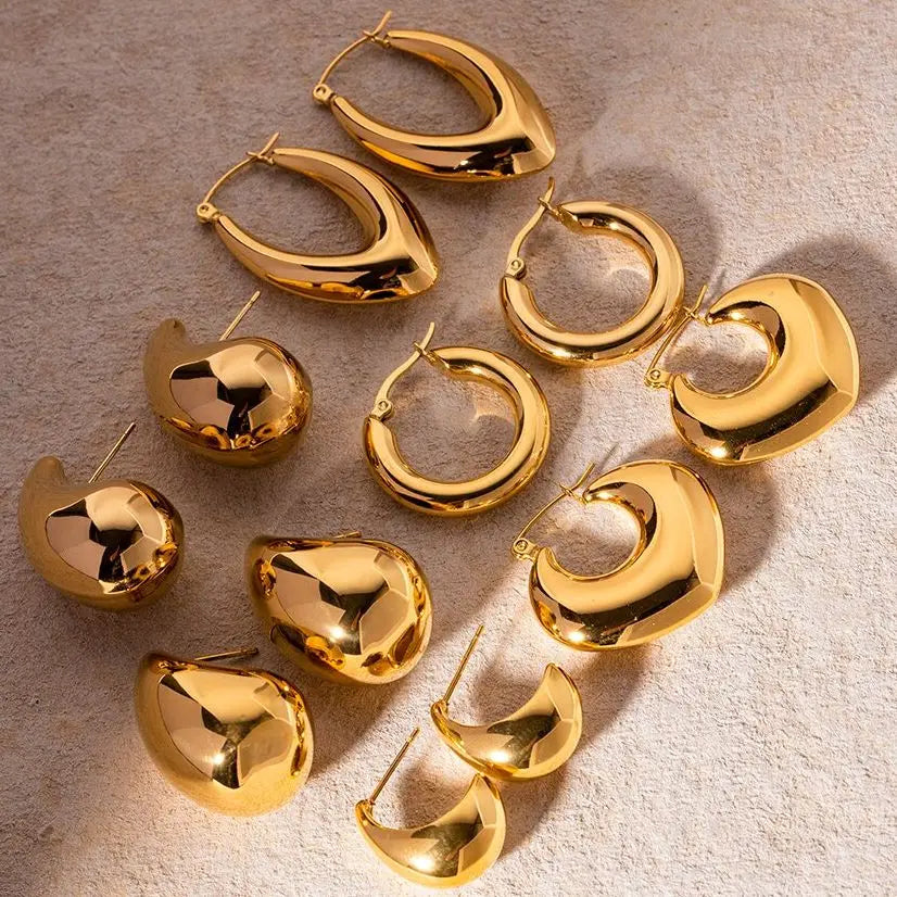 Golden Waterdrop Hoop Earrings