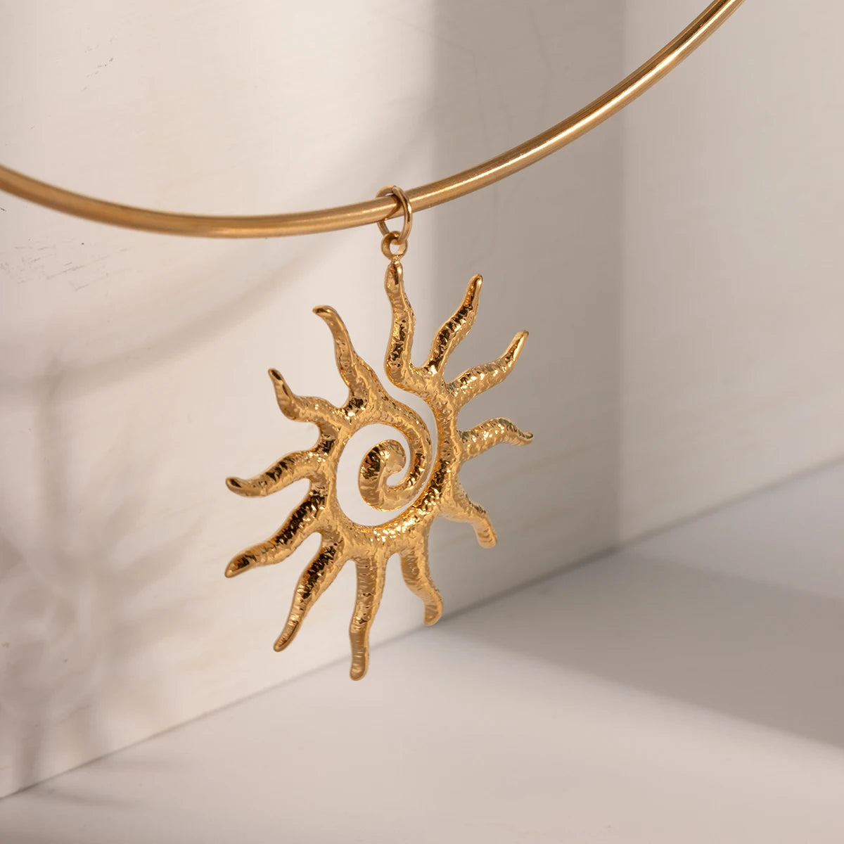 Golden Spiral Sunflower Necklace