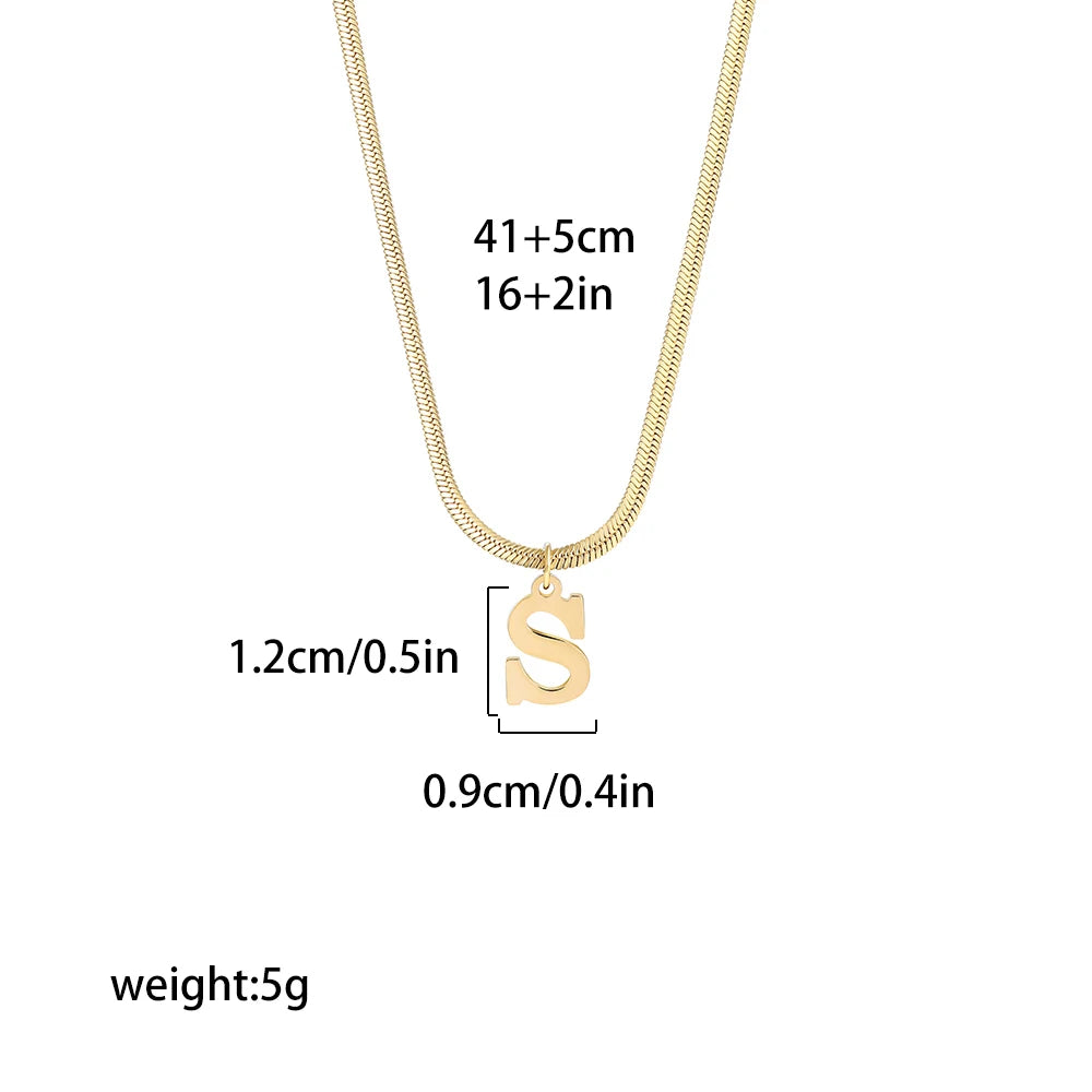 A-Z Alphabet Gold Plated Stainless Steel Pendant Necklace