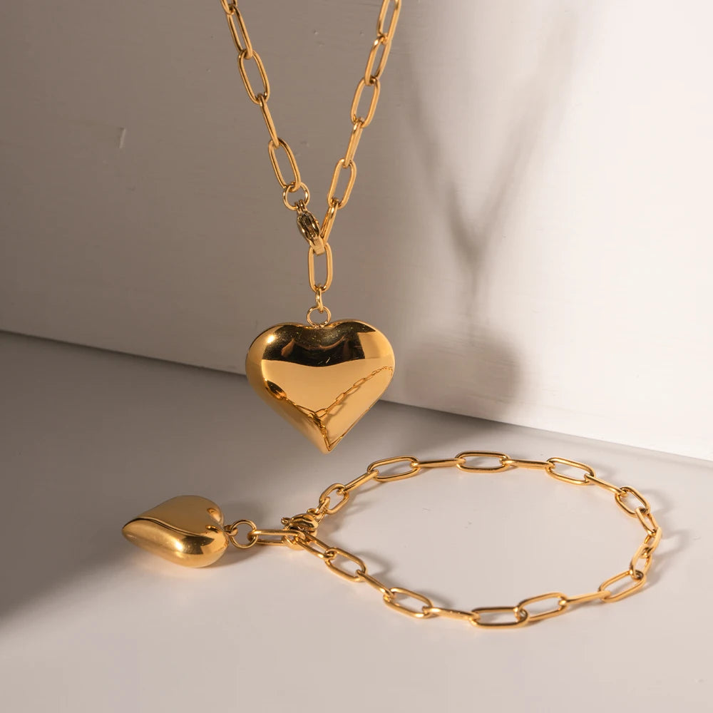 Radiant Heart Pendant Chunky Choker Necklace