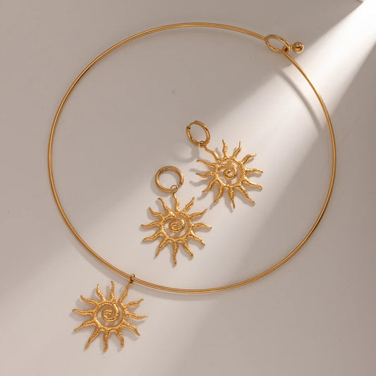 Golden Spiral Sunflower Necklace