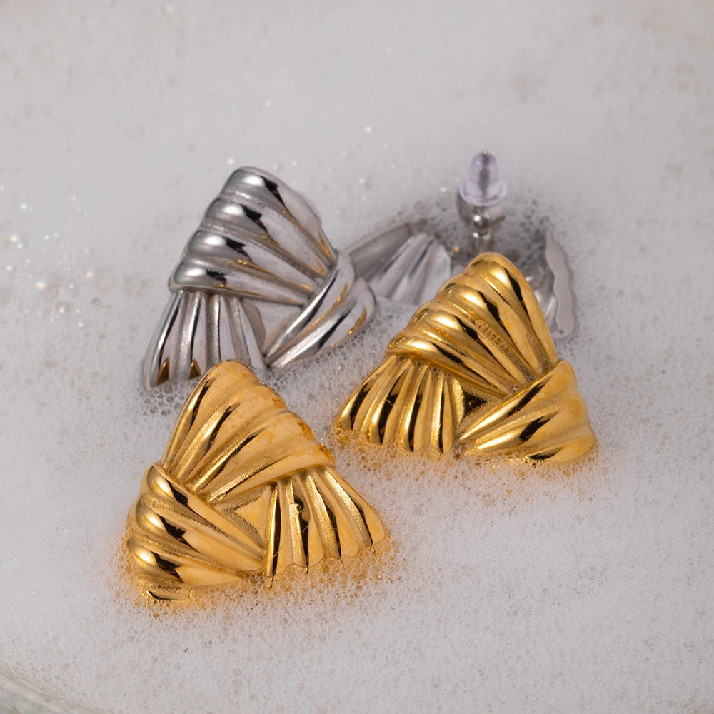 Golden Geometric Stud Earrings