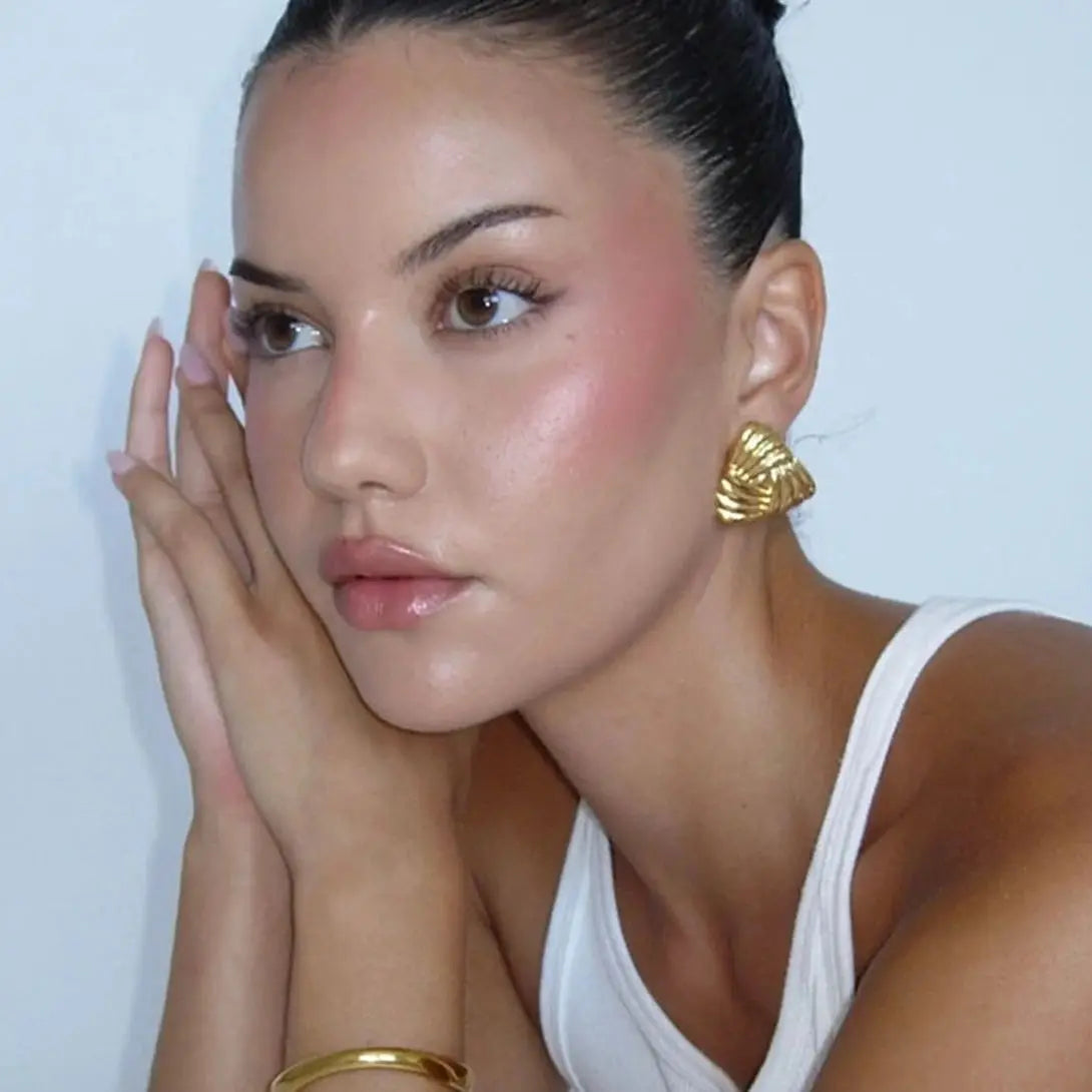 Golden Geometric Stud Earrings